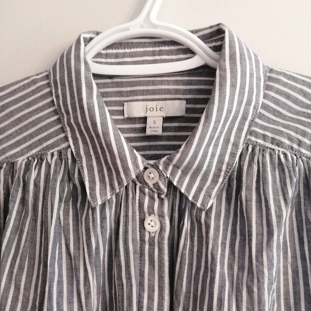Joie Naro Striped Short Sleeve Button Up Cotton Coastal Nautical Oversize Small - Picture 7 of 16